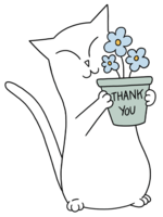 The cat says thank you with flowers