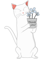 The cat says thank you with flowers