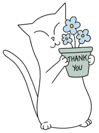 Il gattino ringrazia con dei fiori
